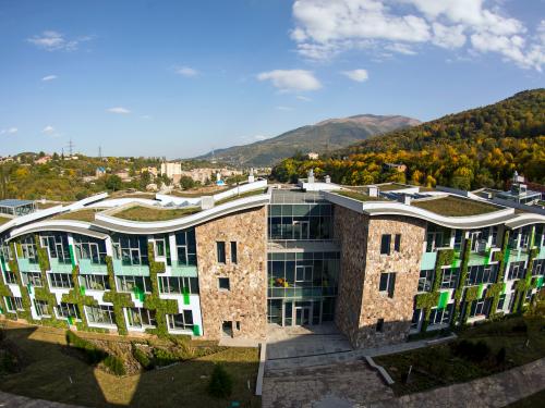 Extensive green roofs with glass roof areas