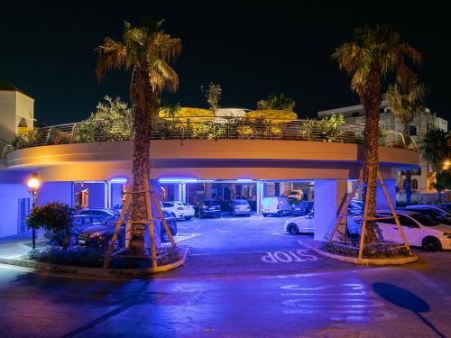 Roof garden at night