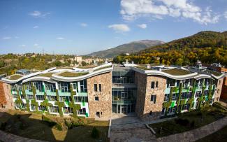 Extensive green roofs with glass roof areas