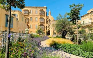 Giardino pensile con fiori ed erbe aromatiche