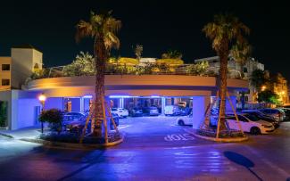 Roof garden at night