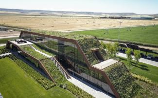 Aerial view of a green roof